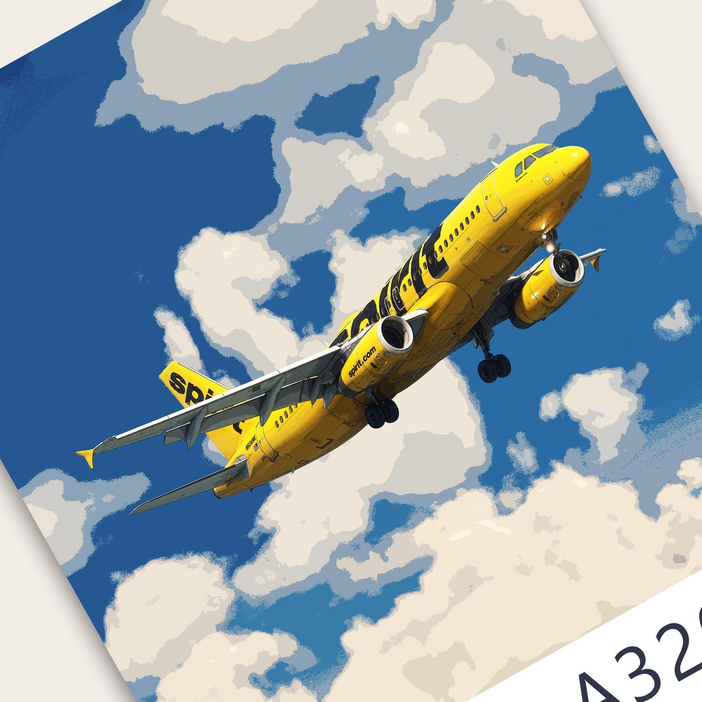 Spirit Airlines Airbus A320 Poster - Fine Aviation Artwork - Airplane Posters - Gift for pilots, cabin crew or plane enthusiasts