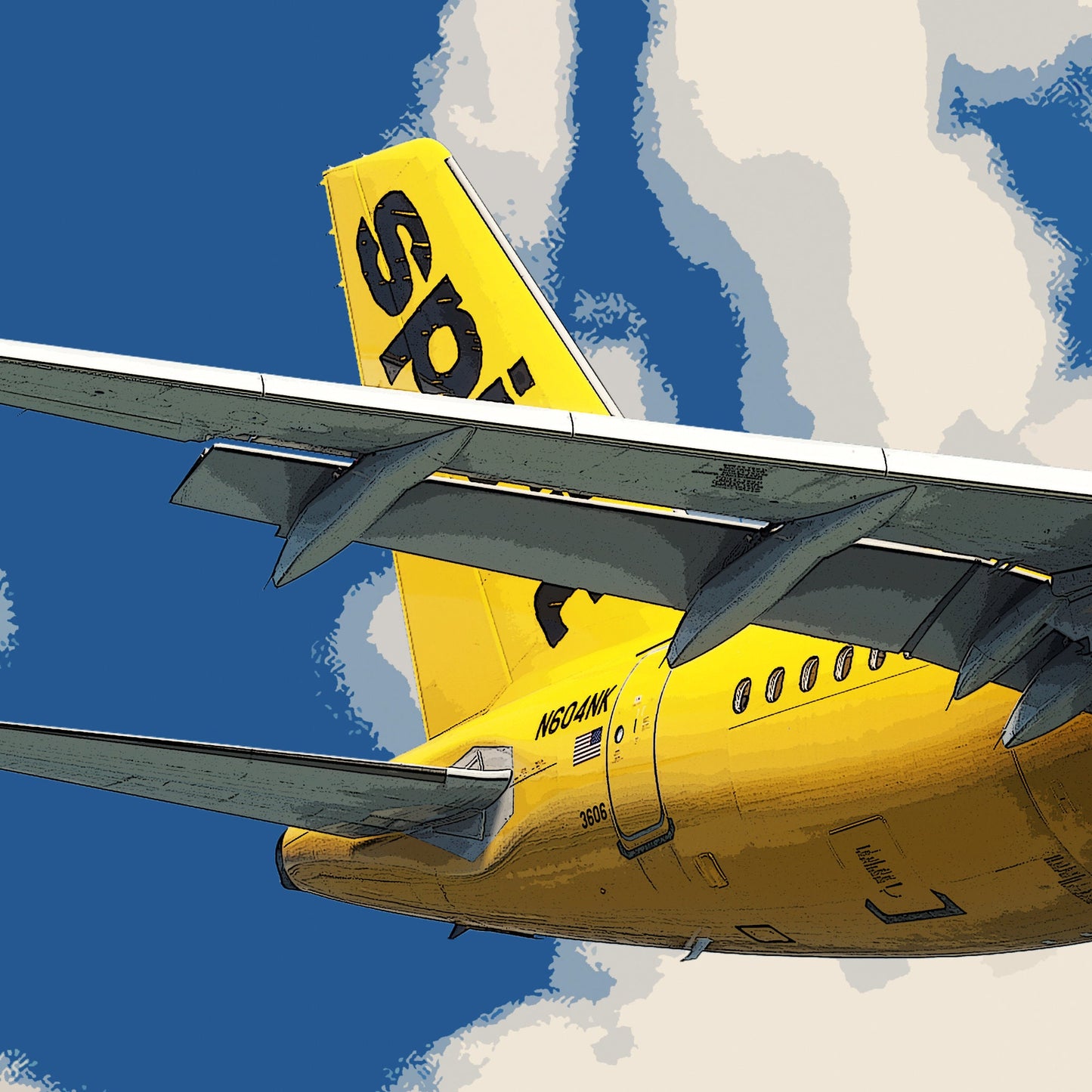 Spirit Airlines Airbus A320 Poster - Fine Aviation Artwork - Airplane Posters - Gift for pilots, cabin crew or plane enthusiasts