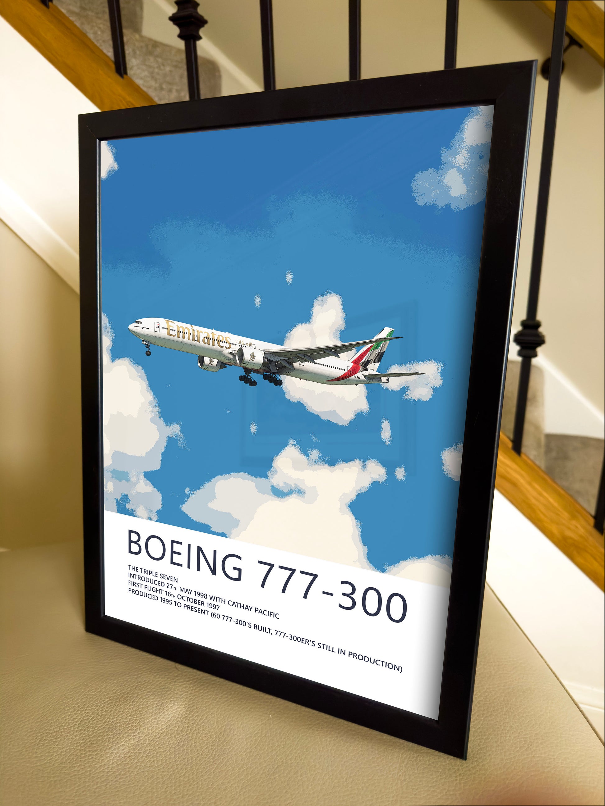 Emirates Boeing 777 Poster - Fine Aviation Artwork - Airplane Posters - Gift for pilots, cabin crew or plane enthusiasts