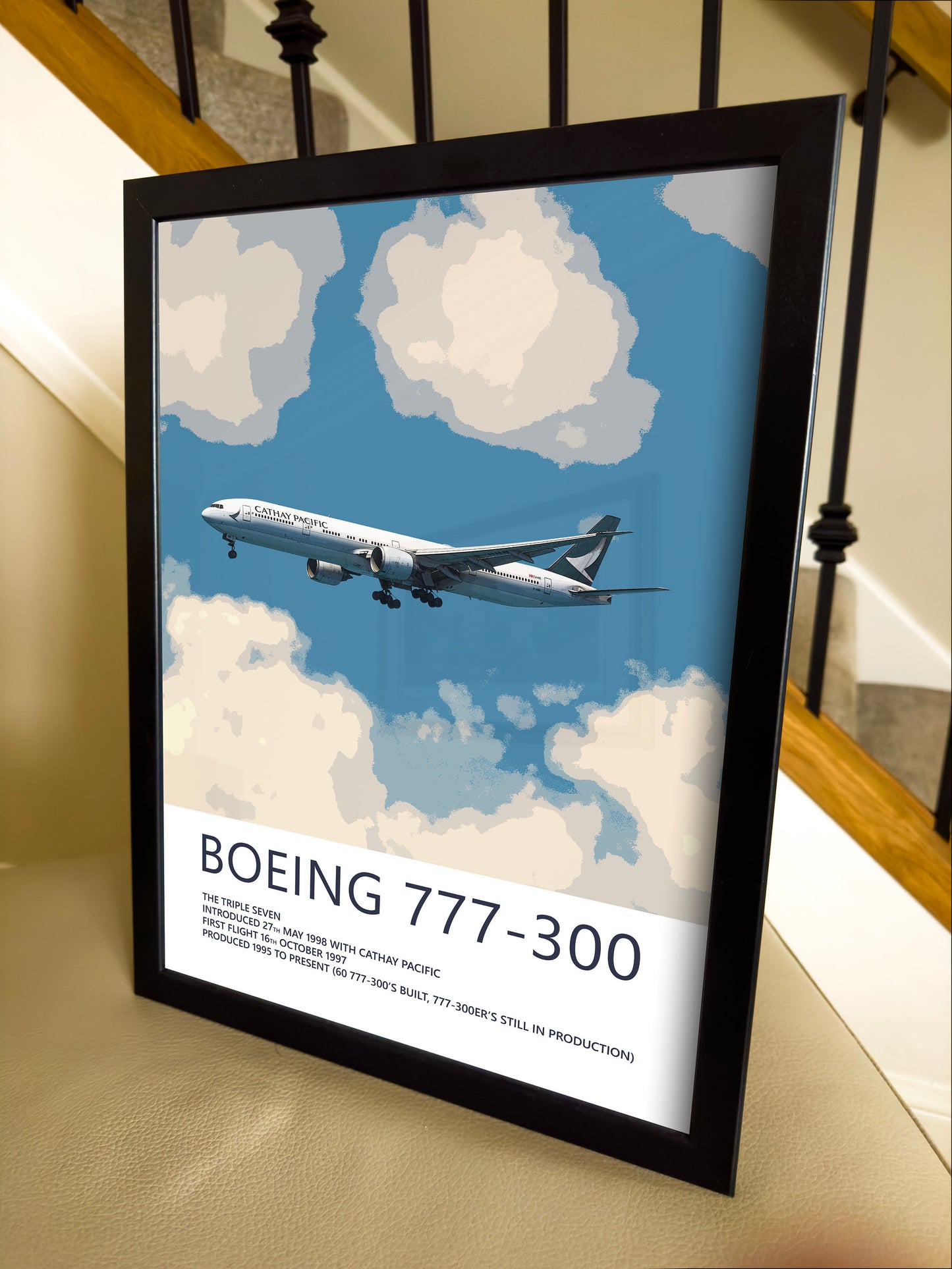 Cathay Pacific Boeing 777 Poster - Plane art for aviation enthusiasts & pilot retirement gifts, airline and airplane artwork prints