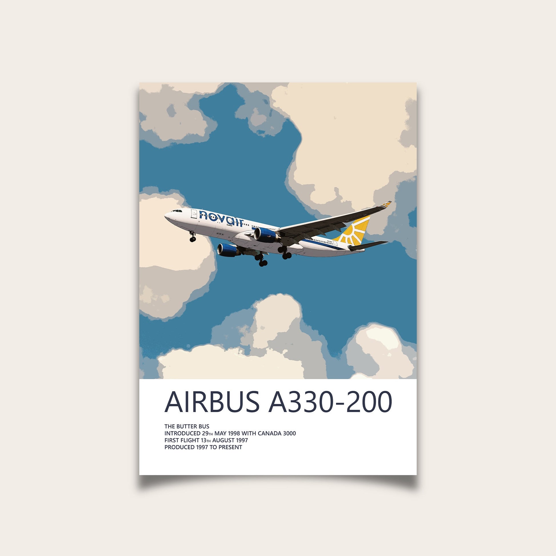 Novair Airbus A330 Poster - Plane art for aviation enthusiasts & pilot retirement gifts, airline and airplane artwork prints