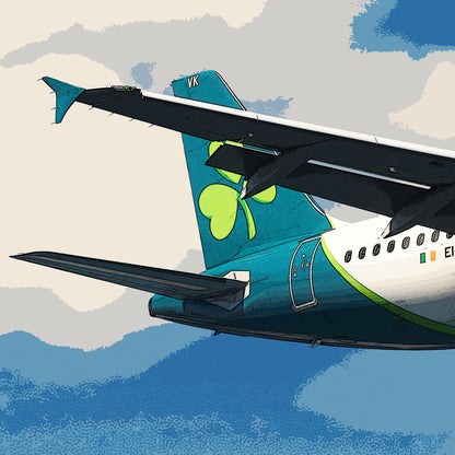 Aer Lingus Airbus A320 Poster - Plane art for aviation enthusiasts & pilot retirement gifts, airline and airplane artwork prints