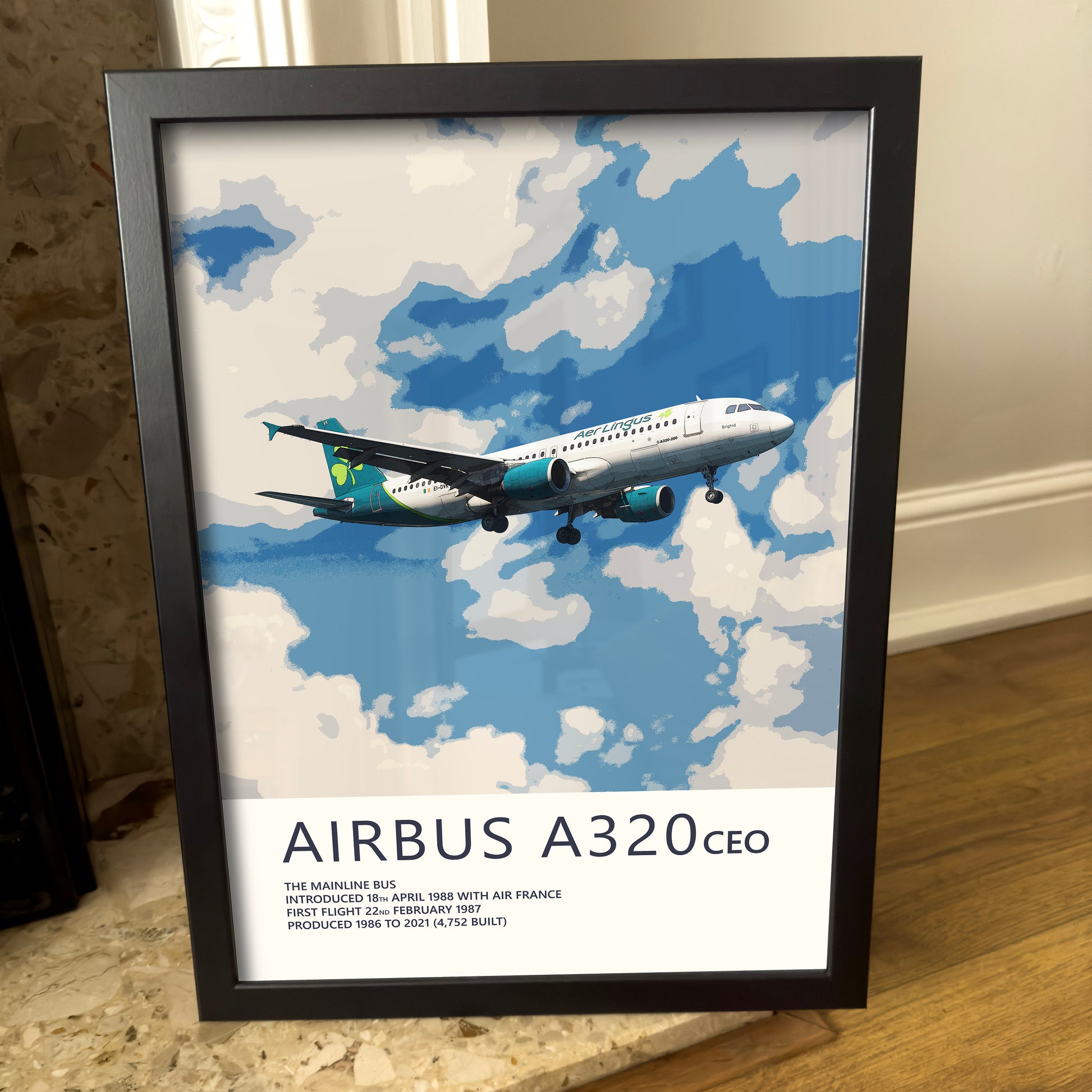 Aer Lingus Airbus A320 Poster - Plane art for aviation enthusiasts & pilot retirement gifts, airline and airplane artwork prints