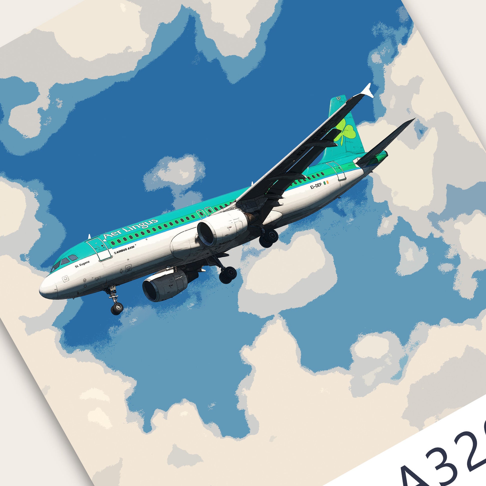 Aer Lingus Airbus A320 Poster - Plane art for aviation enthusiasts & pilot retirement gifts, airline and airplane artwork prints