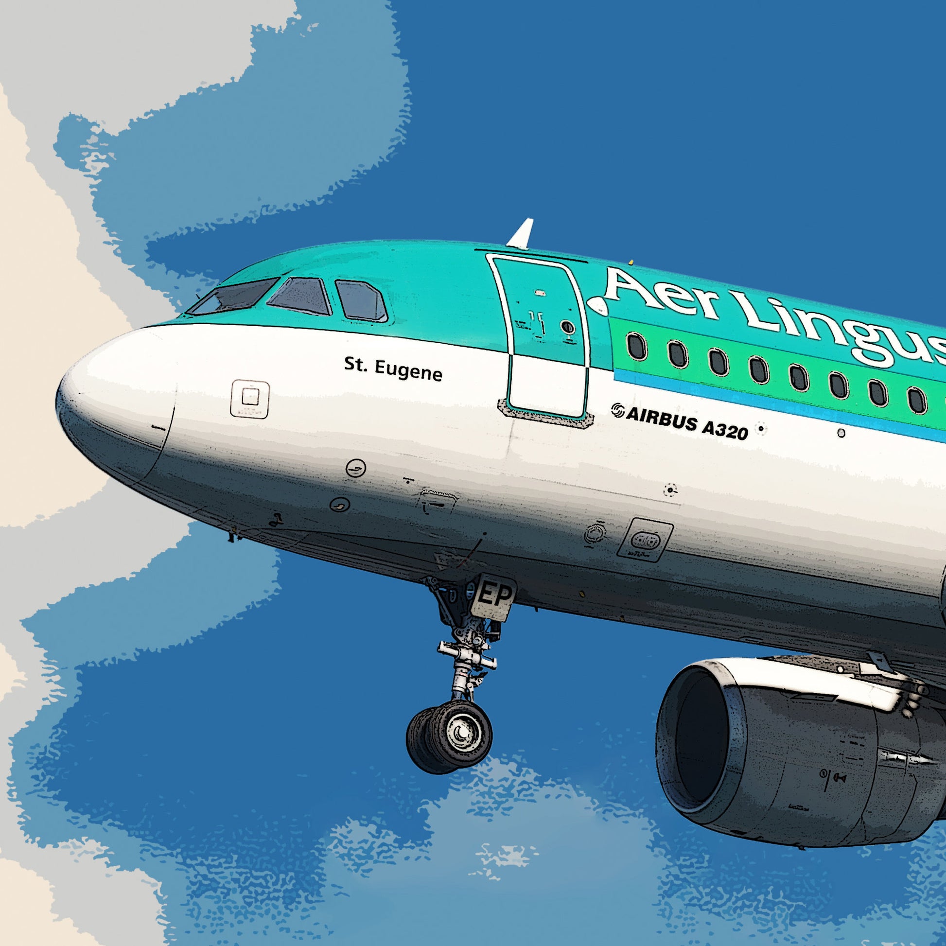 Aer Lingus Airbus A320 Poster - Plane art for aviation enthusiasts & pilot retirement gifts, airline and airplane artwork prints