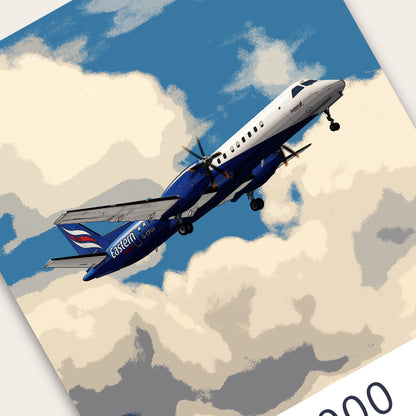 Eastern Airways Saab 2000 Poster - Plane art for aviation enthusiasts & pilot retirement gifts, airline and airplane artwork prints