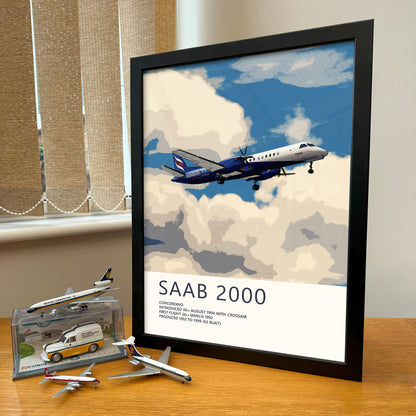 Eastern Airways Saab 2000 Poster - Plane art for aviation enthusiasts & pilot retirement gifts, airline and airplane artwork prints