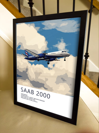 Eastern Airways Saab 2000 Poster - Plane art for aviation enthusiasts & pilot retirement gifts, airline and airplane artwork prints