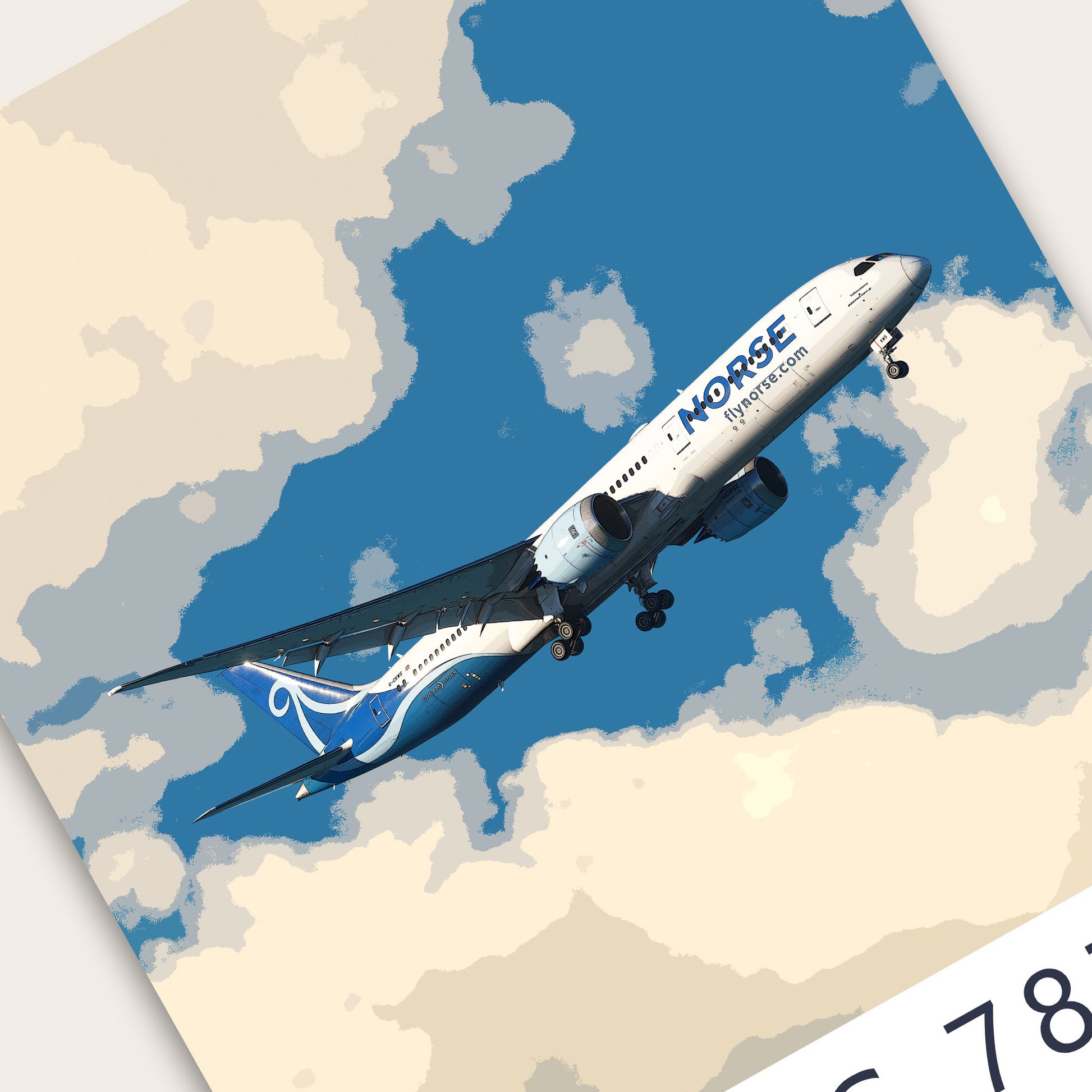 Norse Atlantic Airways Boeing 787 Poster - Plane art for aviation enthusiasts & pilot retirement gifts, airline and airplane artwork prints