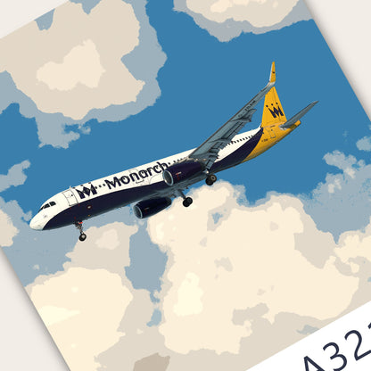 Monarch Airbus A321 Poster - Plane art for aviation enthusiasts & pilot retirement gifts, airline and airplane artwork prints