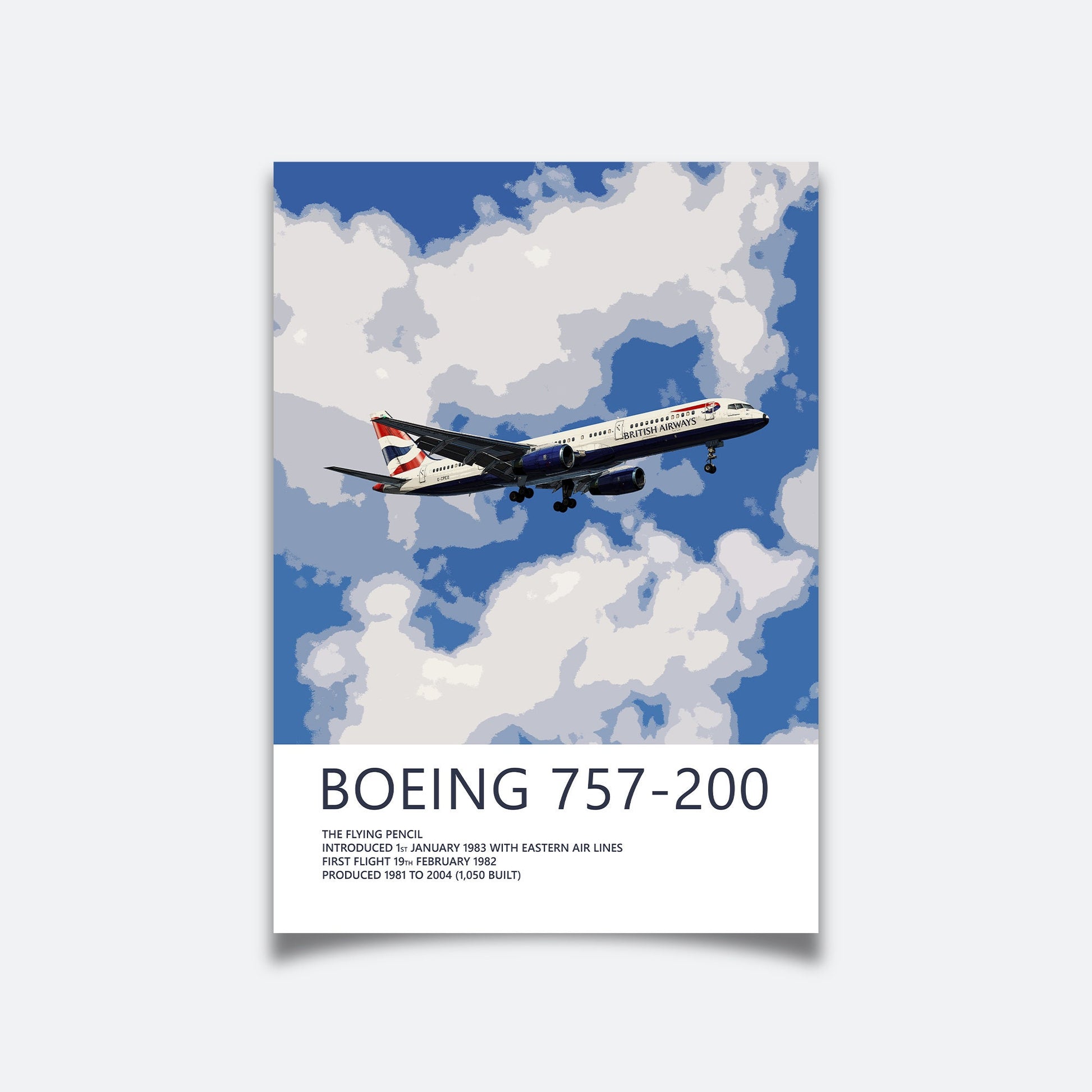 British Airways Boeing 757 Poster - Plane art for aviation enthusiasts & pilot retirement gifts, airline and airplane artwork prints