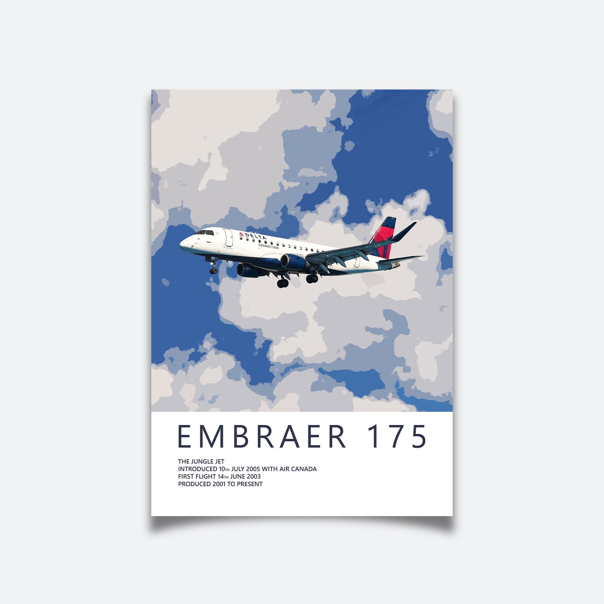 Delta Air Lines Embraer 175 Poster - Plane art for aviation enthusiasts & pilot retirement gifts, airline and airplane artwork prints