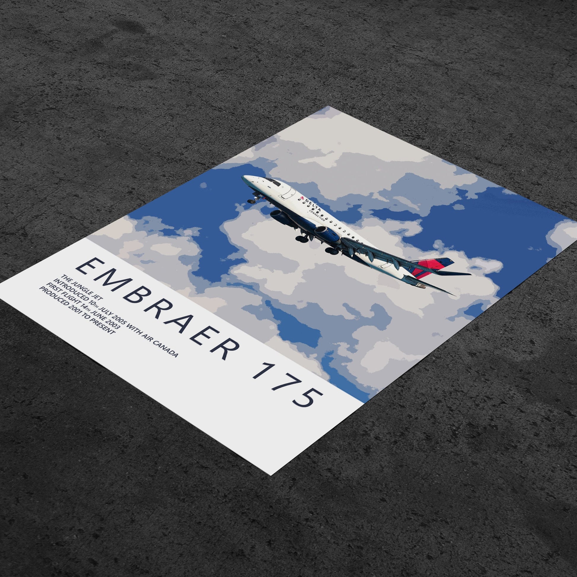 Delta Air Lines Embraer 175 Poster - Plane art for aviation enthusiasts & pilot retirement gifts, airline and airplane artwork prints