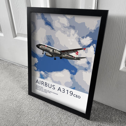 British Airways Airbus A319 Poster - BEA Retrojet - Plane art for aviation enthusiasts & pilot retirement gifts, airplane artwork prints