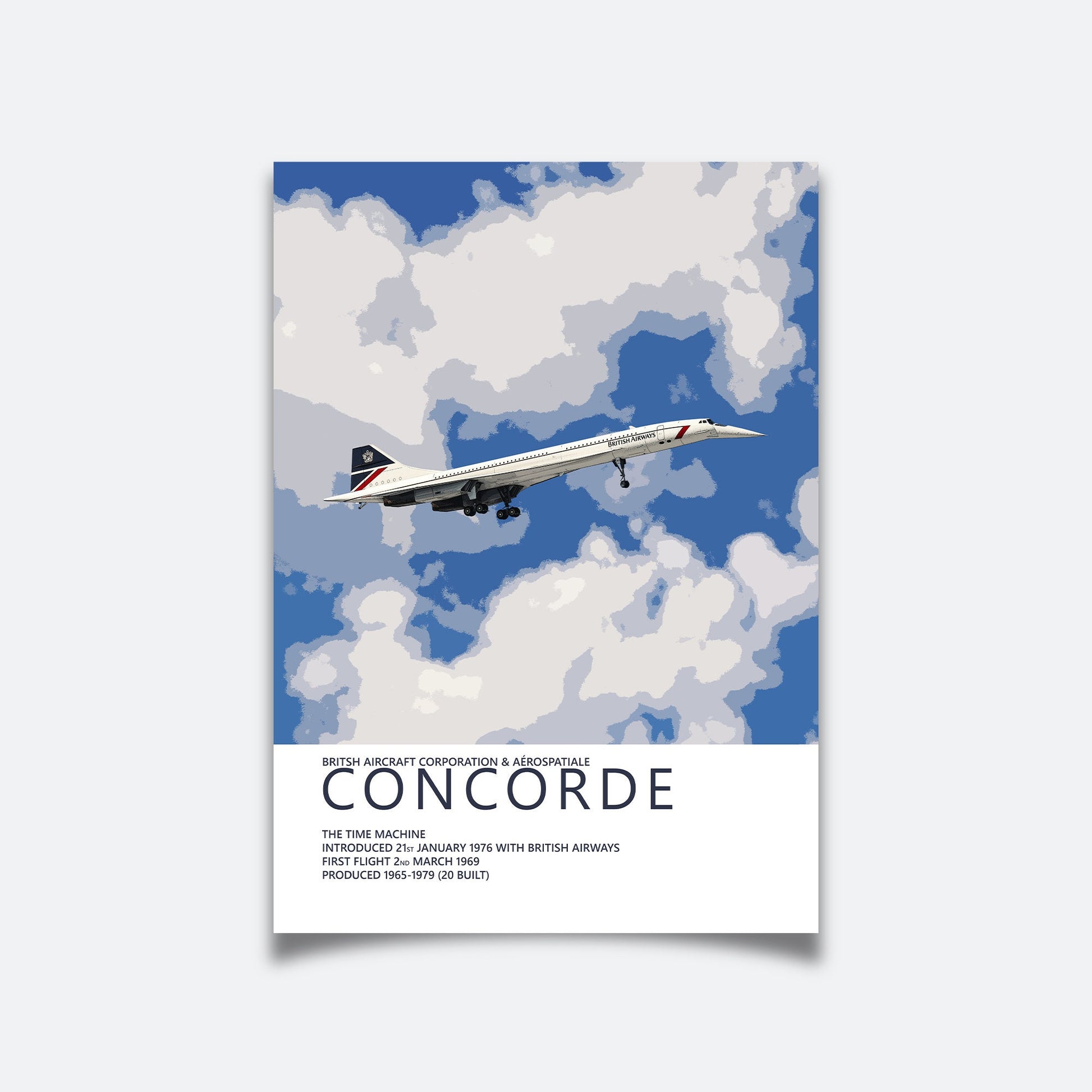 British Airways Concorde Poster - Landor - Plane art for aviation enthusiasts & pilot retirement gifts, airline and airplane artwork prints