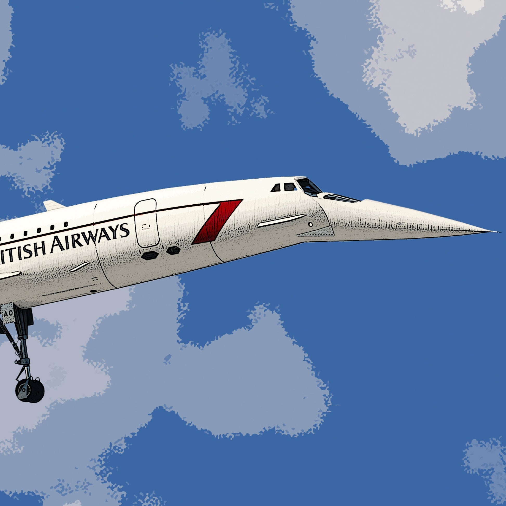 British Airways Concorde Poster - Landor - Plane art for aviation enthusiasts & pilot retirement gifts, airline and airplane artwork prints