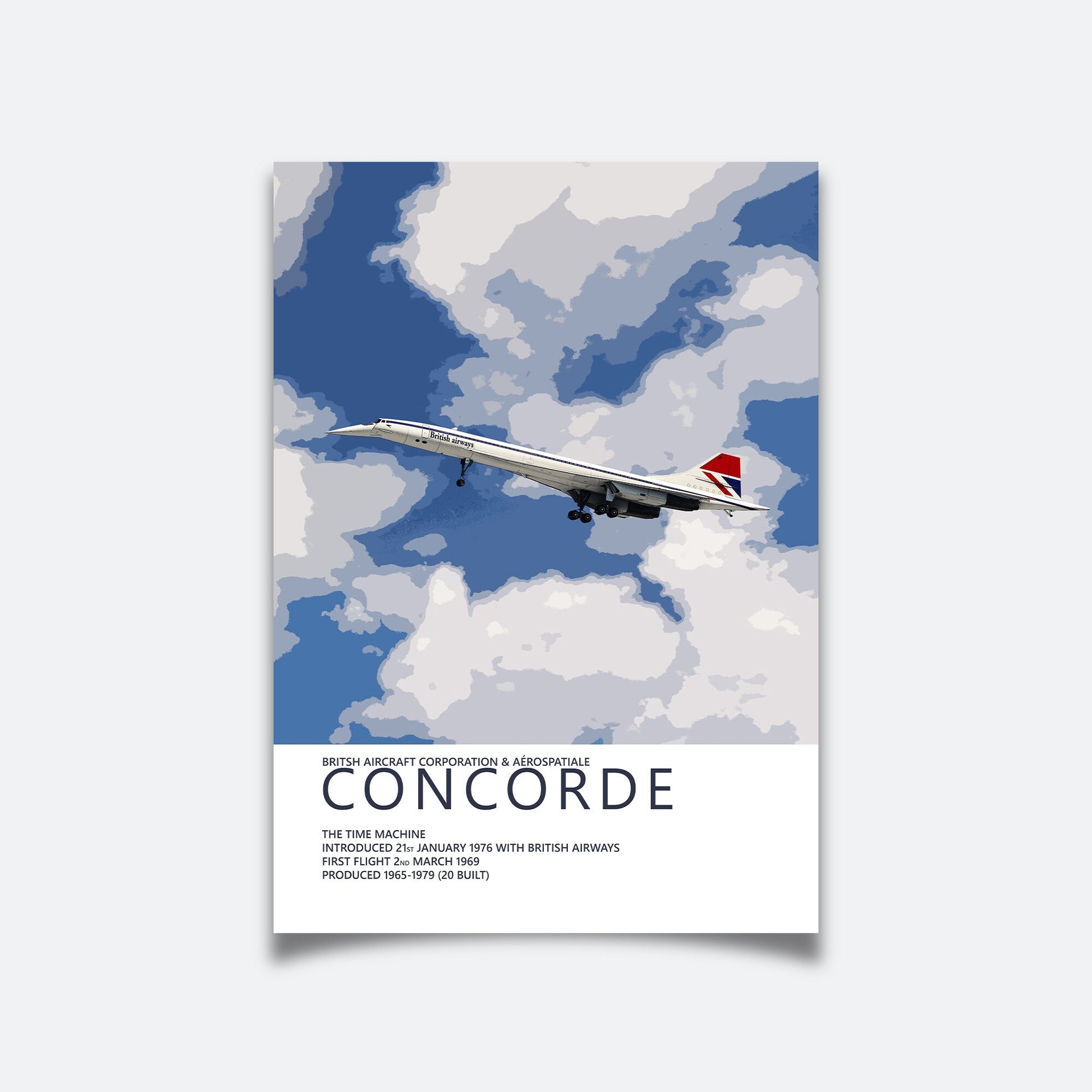 British Airways Concorde Poster - Negus - Plane art for aviation enthusiasts & pilot retirement gifts, airline and airplane artwork prints