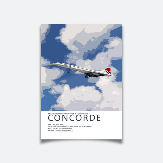 British Airways Concorde Poster - Negus - Plane art for aviation enthusiasts & pilot retirement gifts, airline and airplane artwork prints