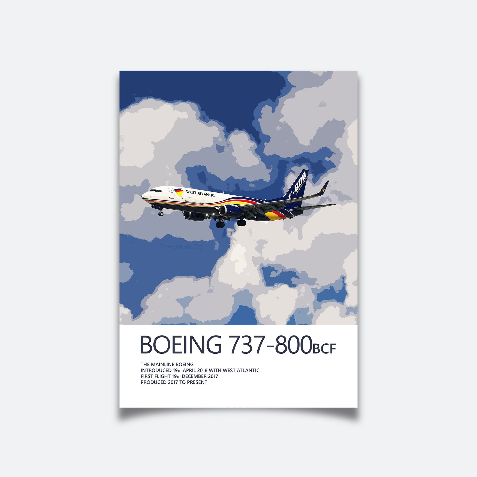 West Atlantic Boeing 737 Poster - Plane art for aviation enthusiasts & pilot retirement gifts, airline and airplane artwork prints