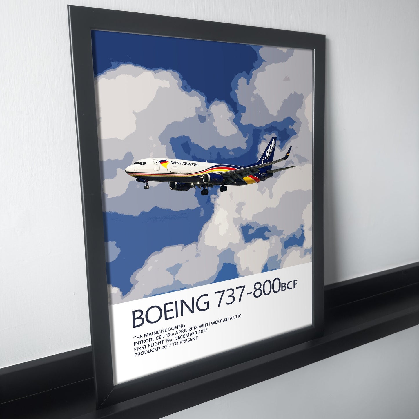 West Atlantic Boeing 737 Poster - Plane art for aviation enthusiasts & pilot retirement gifts, airline and airplane artwork prints