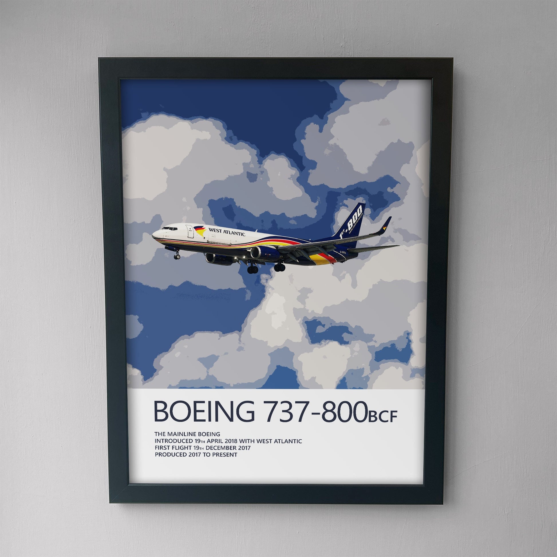 West Atlantic Boeing 737 Poster - Plane art for aviation enthusiasts & pilot retirement gifts, airline and airplane artwork prints