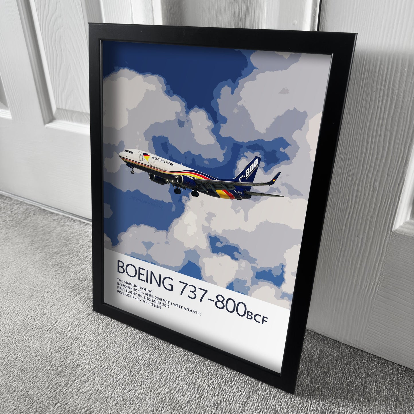 West Atlantic Boeing 737 Poster - Plane art for aviation enthusiasts & pilot retirement gifts, airline and airplane artwork prints