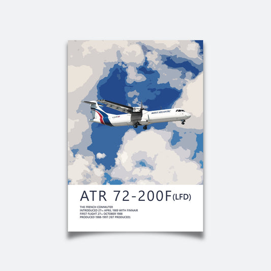 West Atlantic ATR 72 Poster - Plane art for aviation enthusiasts & pilot retirement gifts, airline and airplane artwork prints