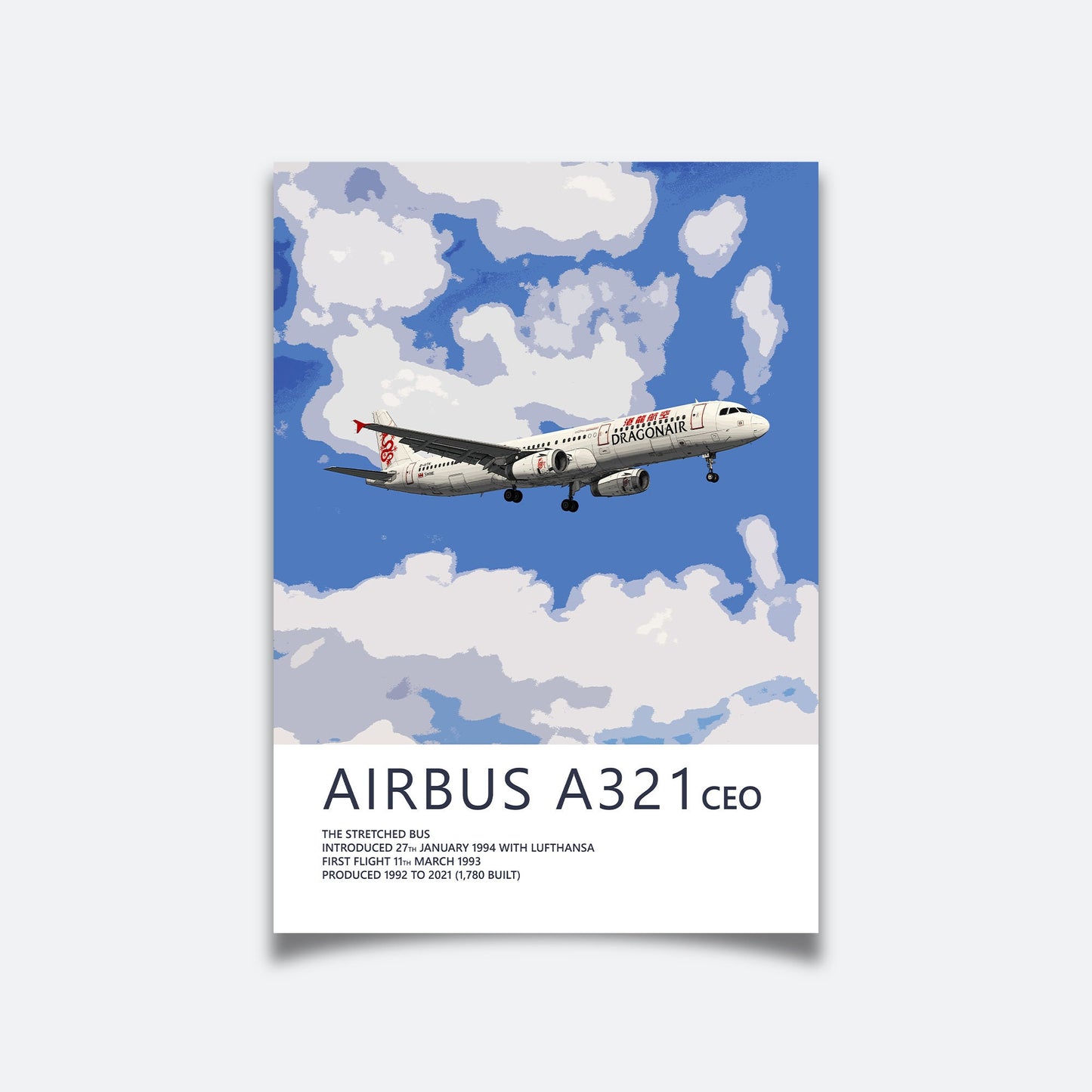 Dragonair Airbus A321 Poster - Plane art for aviation enthusiasts & pilot retirement gifts, airline and airplane artwork prints