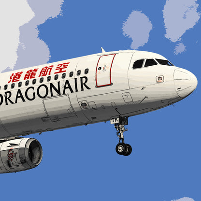 Dragonair Airbus A321 Poster - Plane art for aviation enthusiasts & pilot retirement gifts, airline and airplane artwork prints