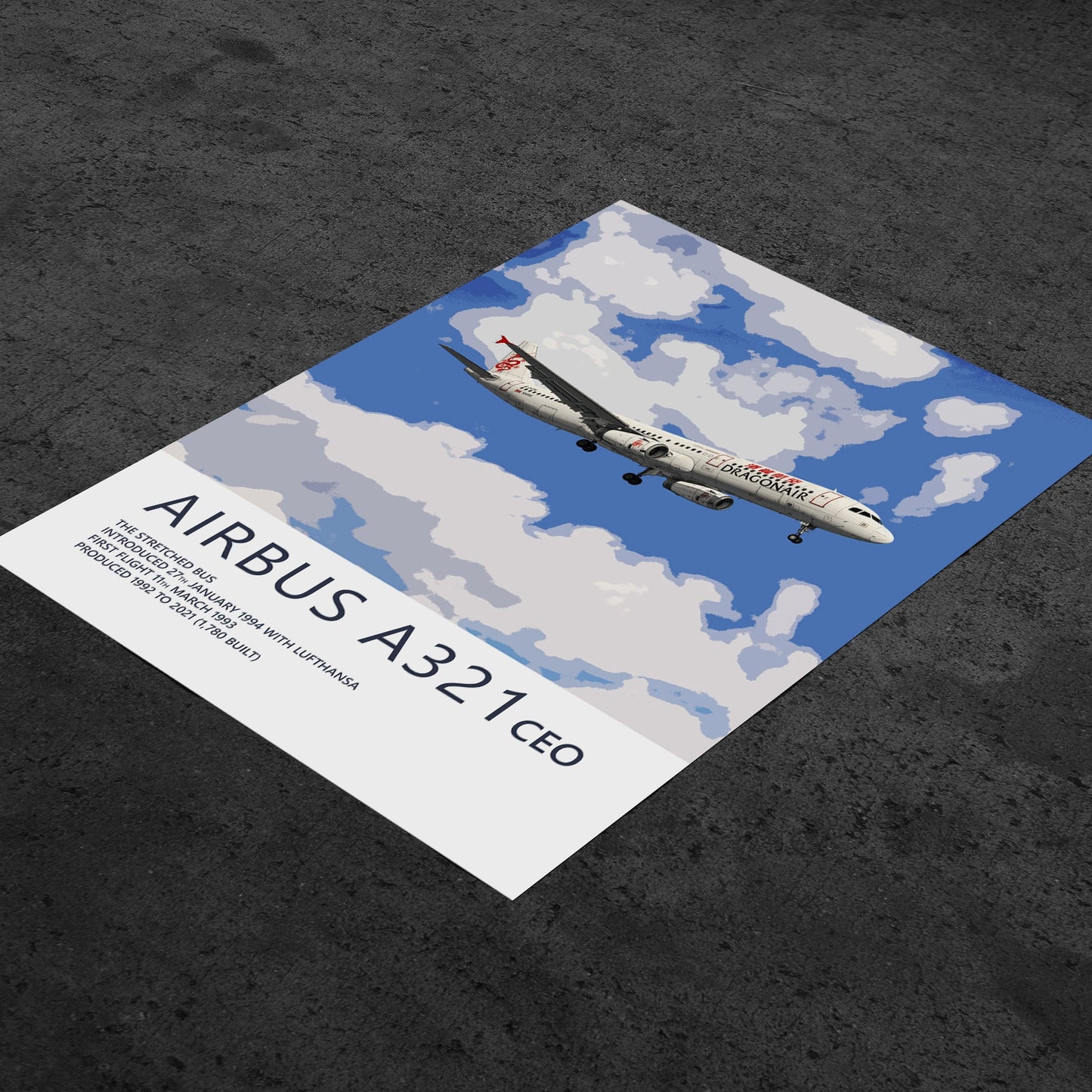 Dragonair Airbus A321 Poster - Plane art for aviation enthusiasts & pilot retirement gifts, airline and airplane artwork prints