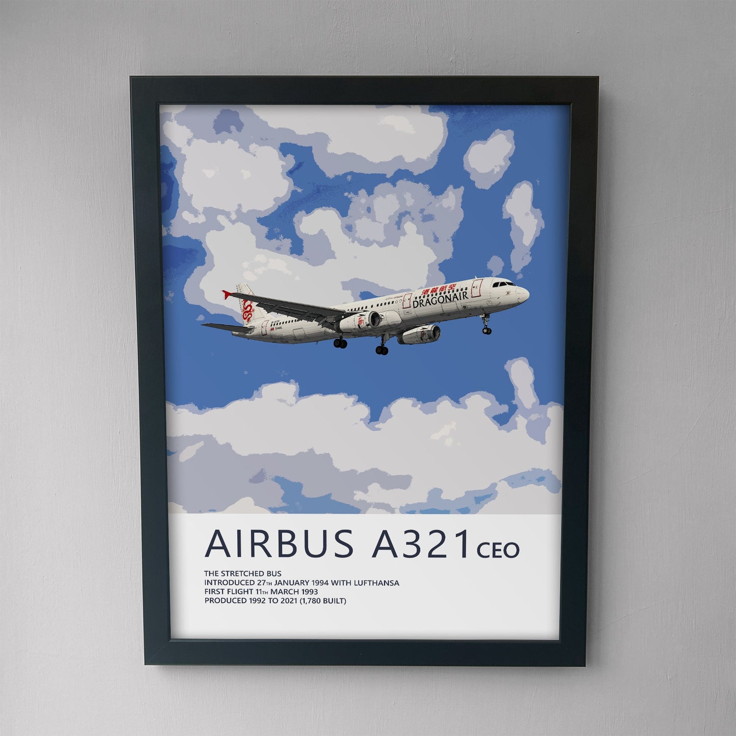 Dragonair Airbus A321 Poster - Plane art for aviation enthusiasts & pilot retirement gifts, airline and airplane artwork prints