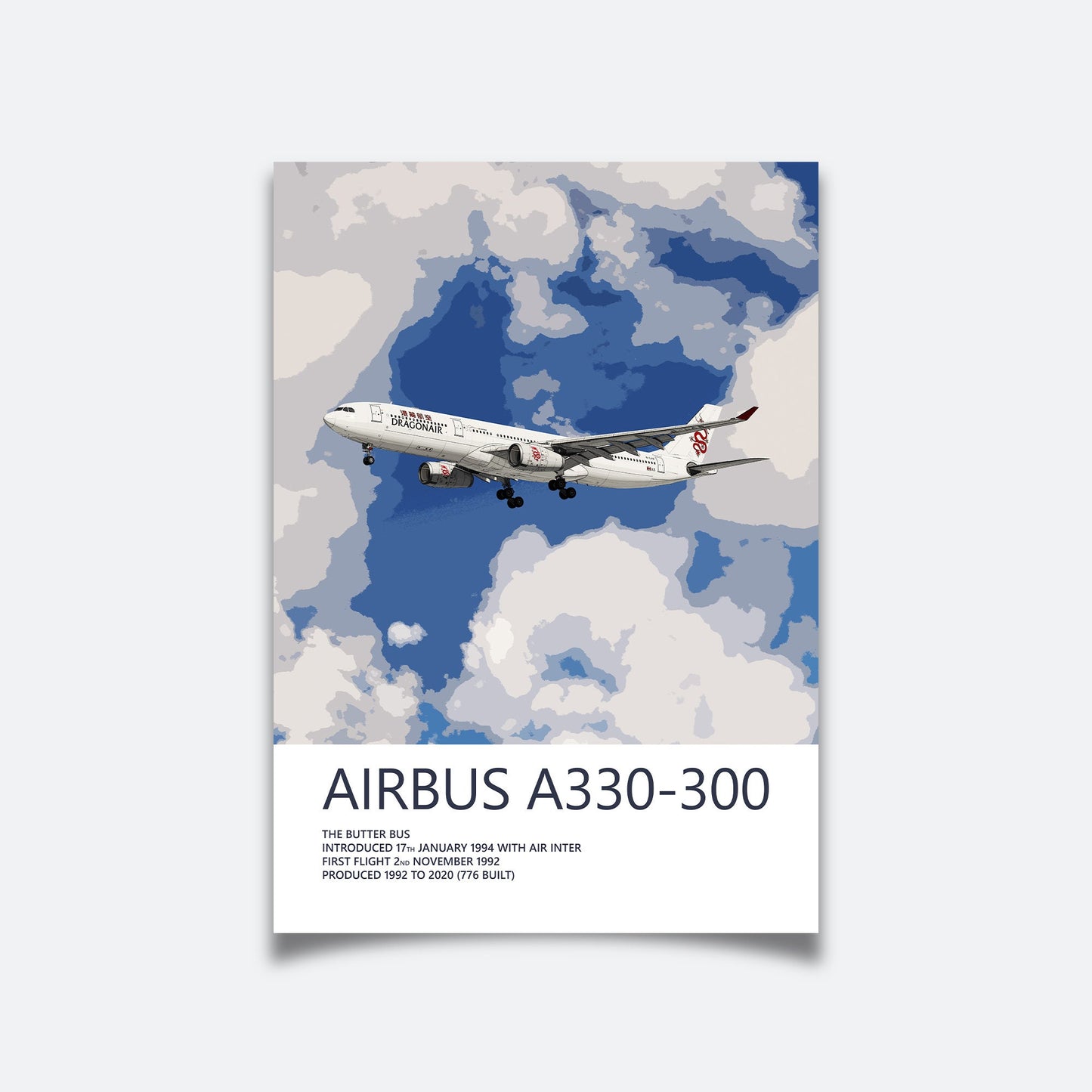 Dragonair Airbus A330 Poster - Plane art for aviation enthusiasts & pilot retirement gifts, airline and airplane artwork prints