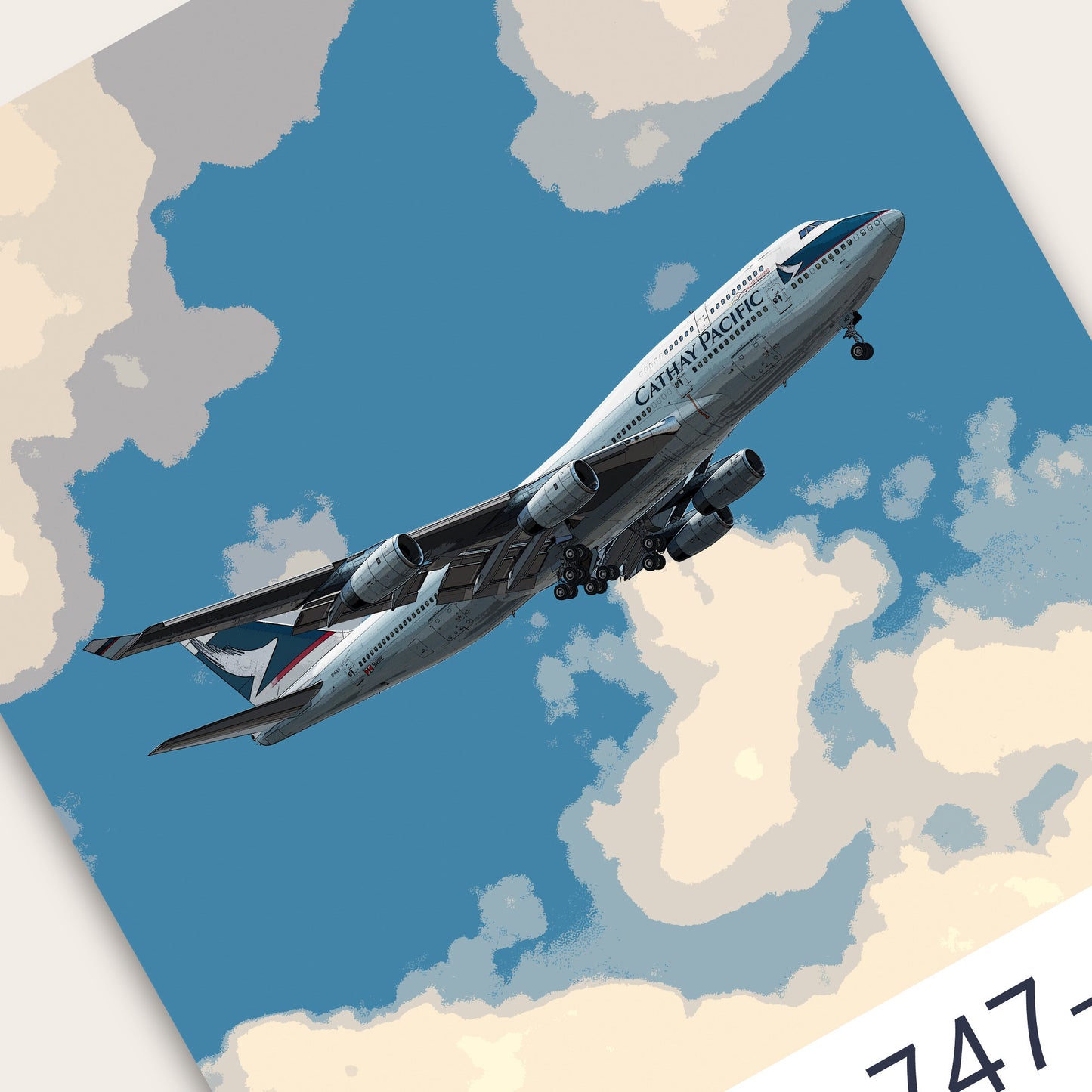 Cathay Pacific Boeing 747 Poster - Plane art for aviation enthusiasts & pilot retirement gifts, airline and airplane artwork prints