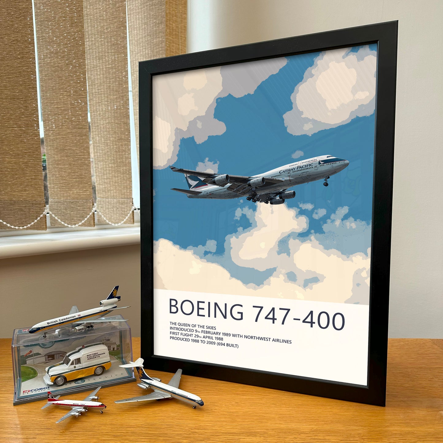 Cathay Pacific Boeing 747 Poster - Plane art for aviation enthusiasts & pilot retirement gifts, airline and airplane artwork prints