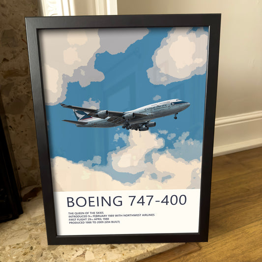 Cathay Pacific Boeing 747 Poster - Plane art for aviation enthusiasts & pilot retirement gifts, airline and airplane artwork prints