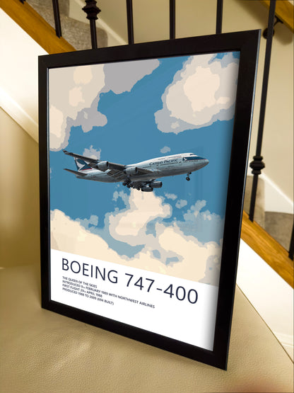 Cathay Pacific Boeing 747 Poster - Plane art for aviation enthusiasts & pilot retirement gifts, airline and airplane artwork prints