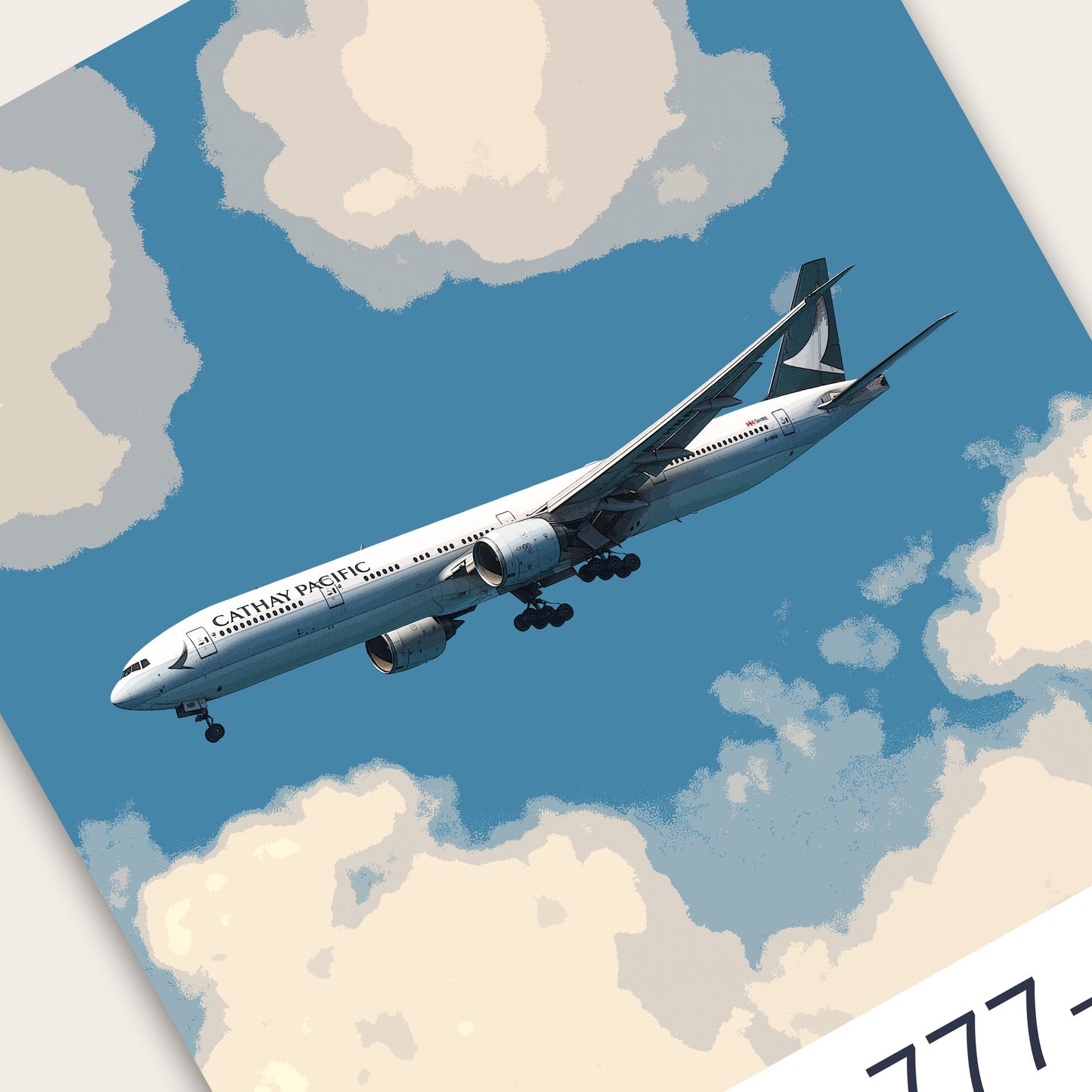 Cathay Pacific Boeing 777 Poster - Plane art for aviation enthusiasts & pilot retirement gifts, airline and airplane artwork prints