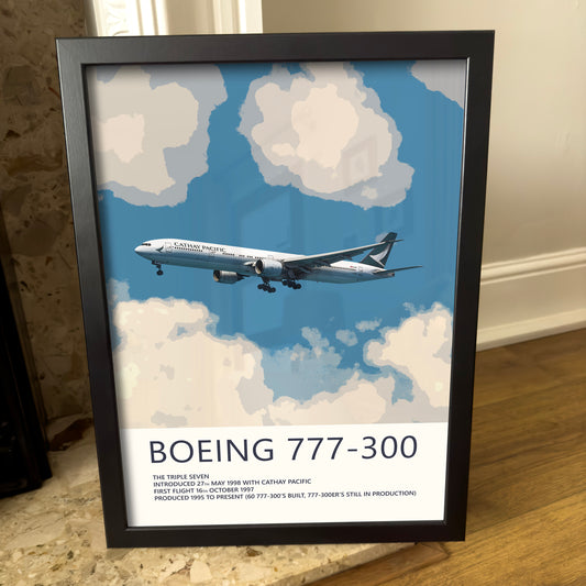 Cathay Pacific Boeing 777 Poster - Plane art for aviation enthusiasts & pilot retirement gifts, airline and airplane artwork prints