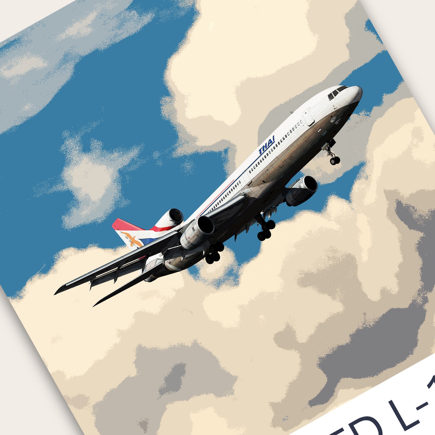 Orient Thai Airlines Lockheed L-1011 Poster - Plane art for aviation enthusiasts & pilot retirement gifts, airline and airplane prints