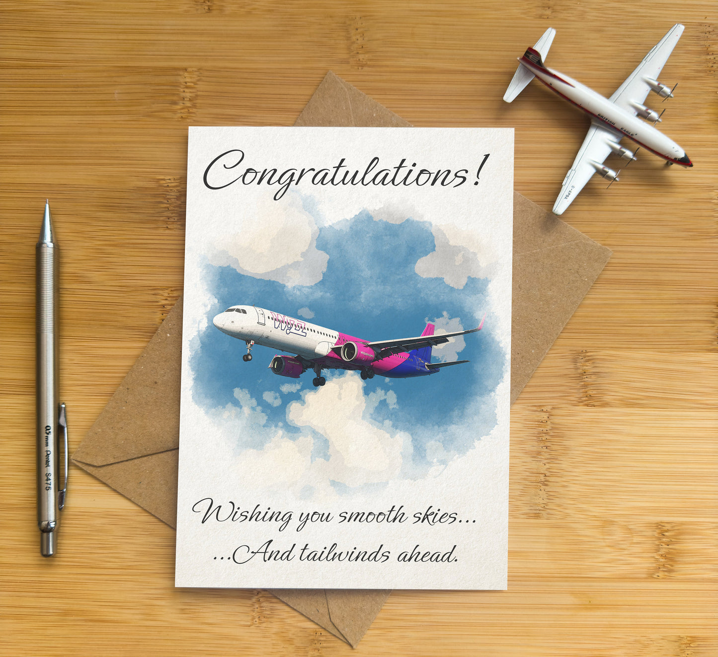 Wizzair Greetings Card - Choose from Congratulations, Birthday or Christmas