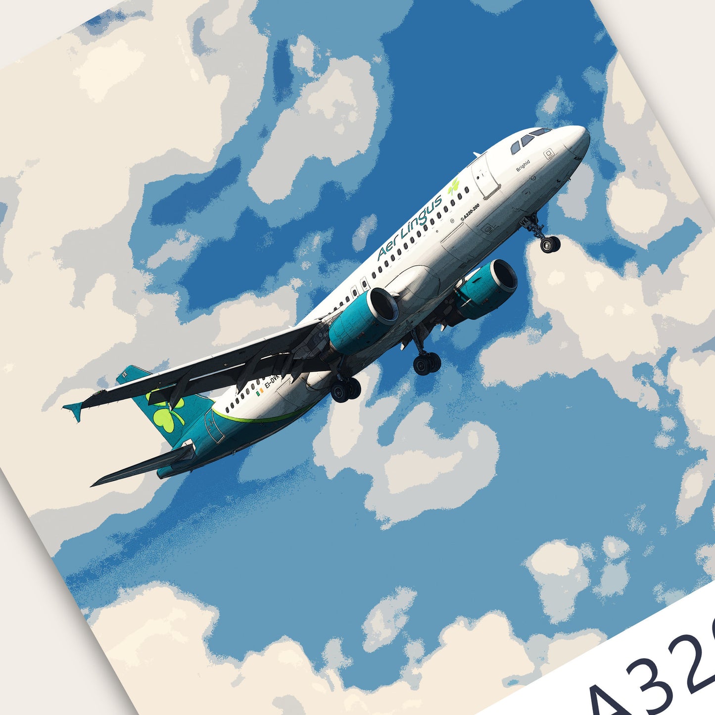 Aer Lingus Airbus A320 Poster - Plane art for aviation enthusiasts & pilot retirement gifts, airline and airplane artwork prints