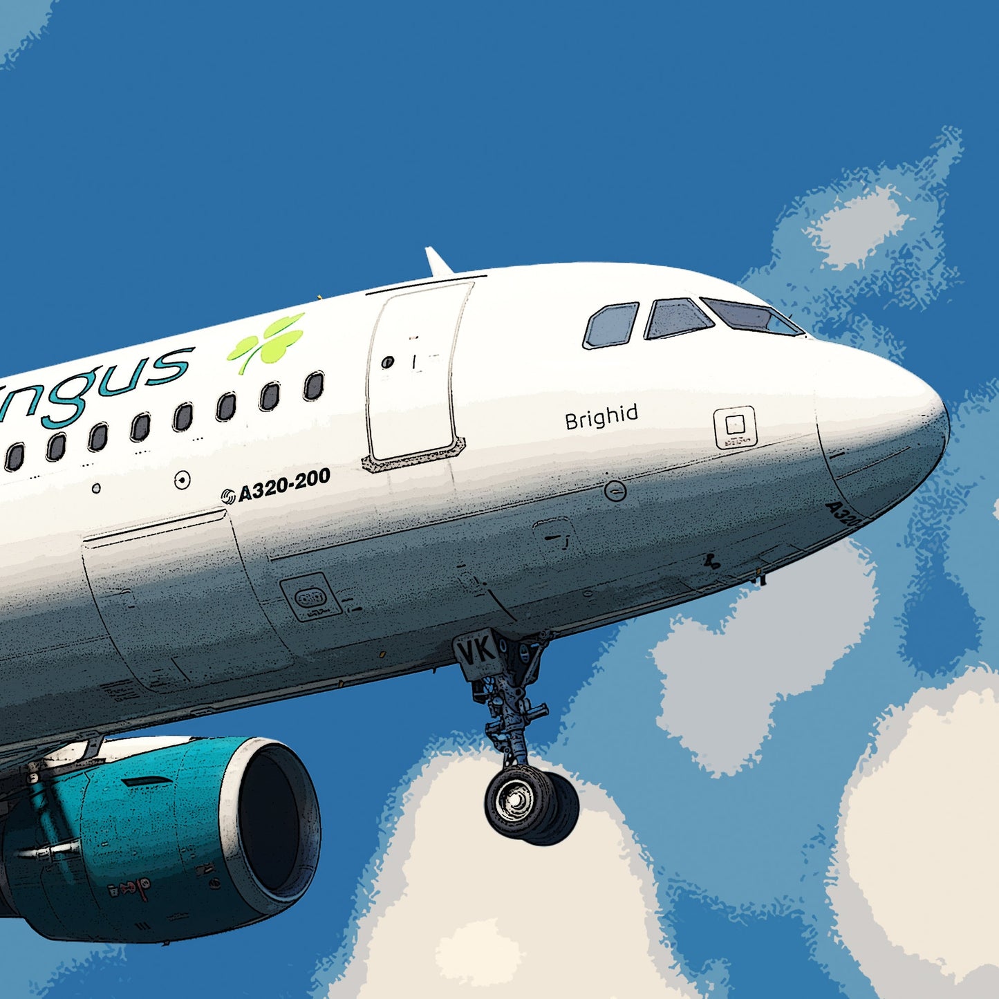 Aer Lingus Airbus A320 Poster - Plane art for aviation enthusiasts & pilot retirement gifts, airline and airplane artwork prints