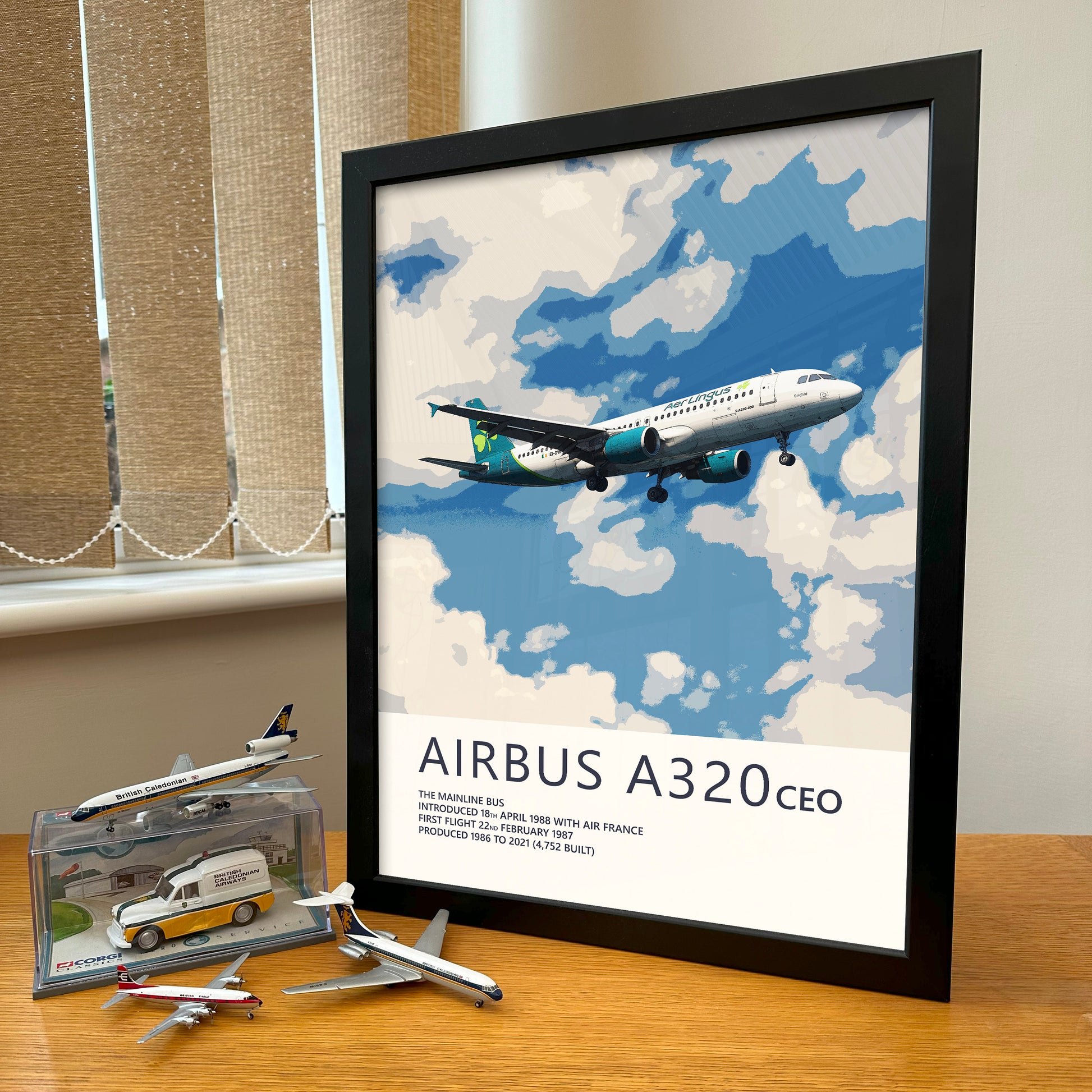 Aer Lingus Airbus A320 Poster - Plane art for aviation enthusiasts & pilot retirement gifts, airline and airplane artwork prints