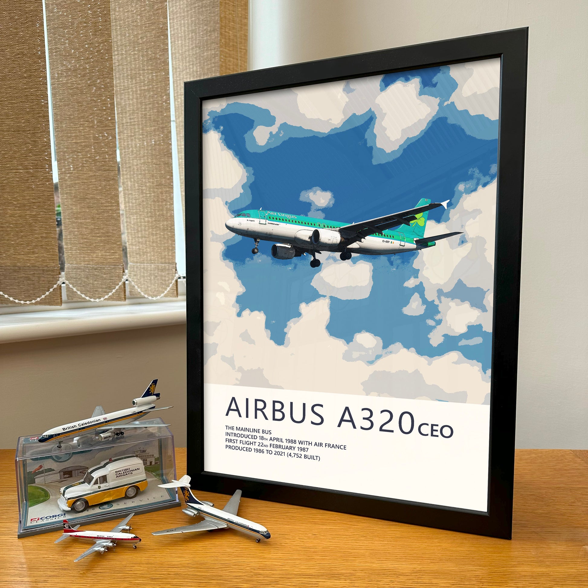 Aer Lingus Airbus A320 Poster - Plane art for aviation enthusiasts & pilot retirement gifts, airline and airplane artwork prints