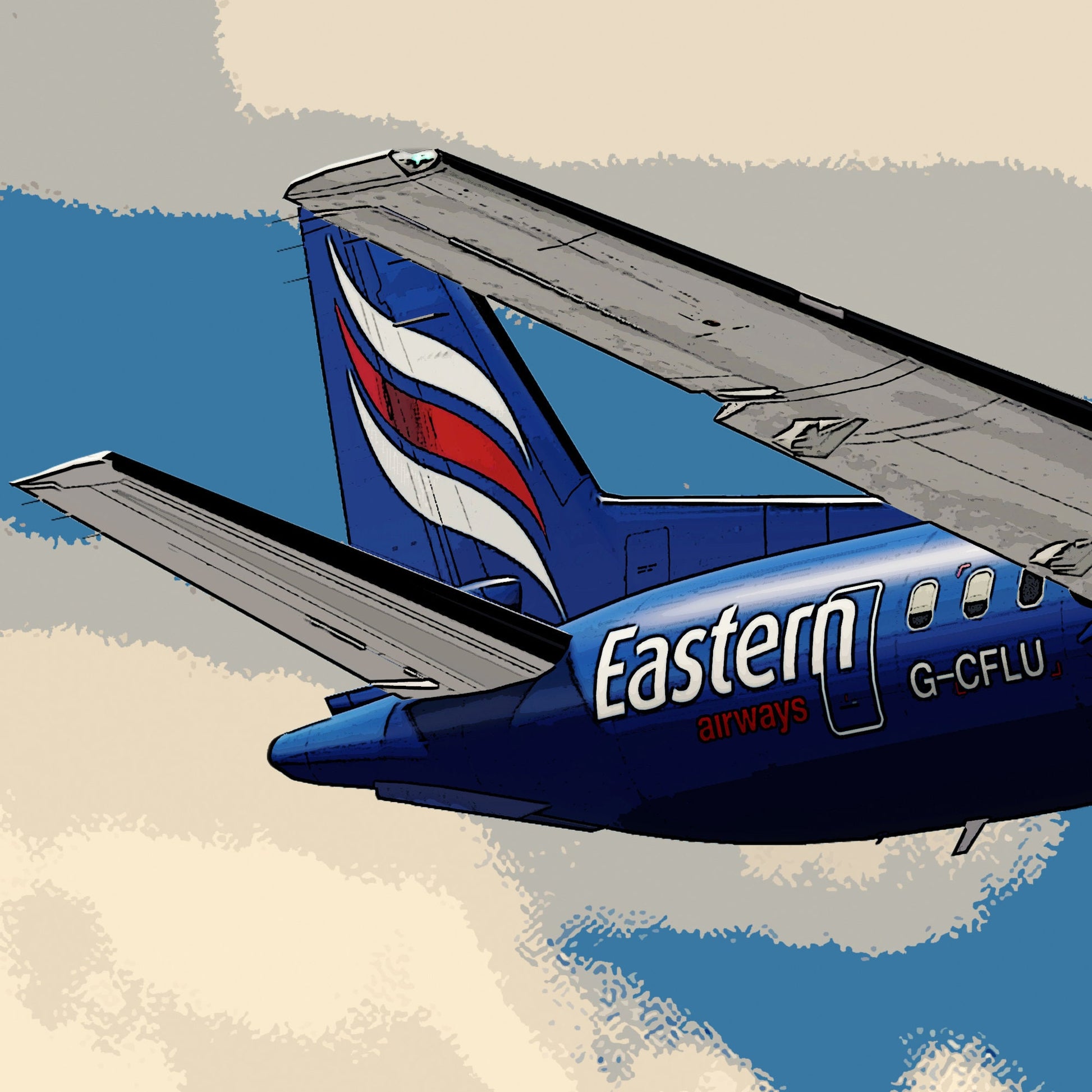 Eastern Airways Saab 2000 Poster - Plane art for aviation enthusiasts & pilot retirement gifts, airline and airplane artwork prints