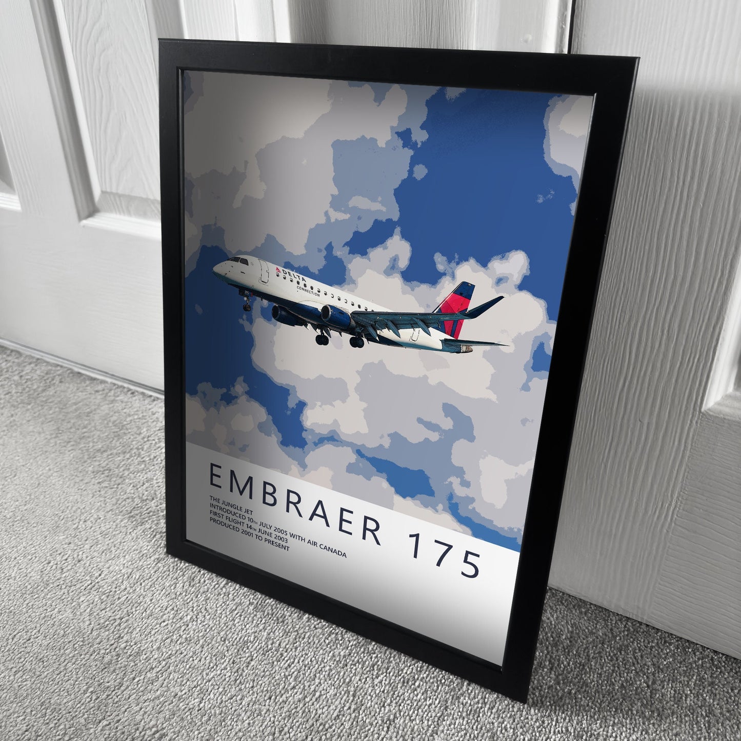 Delta Air Lines Embraer 175 Poster - Plane art for aviation enthusiasts & pilot retirement gifts, airline and airplane artwork prints