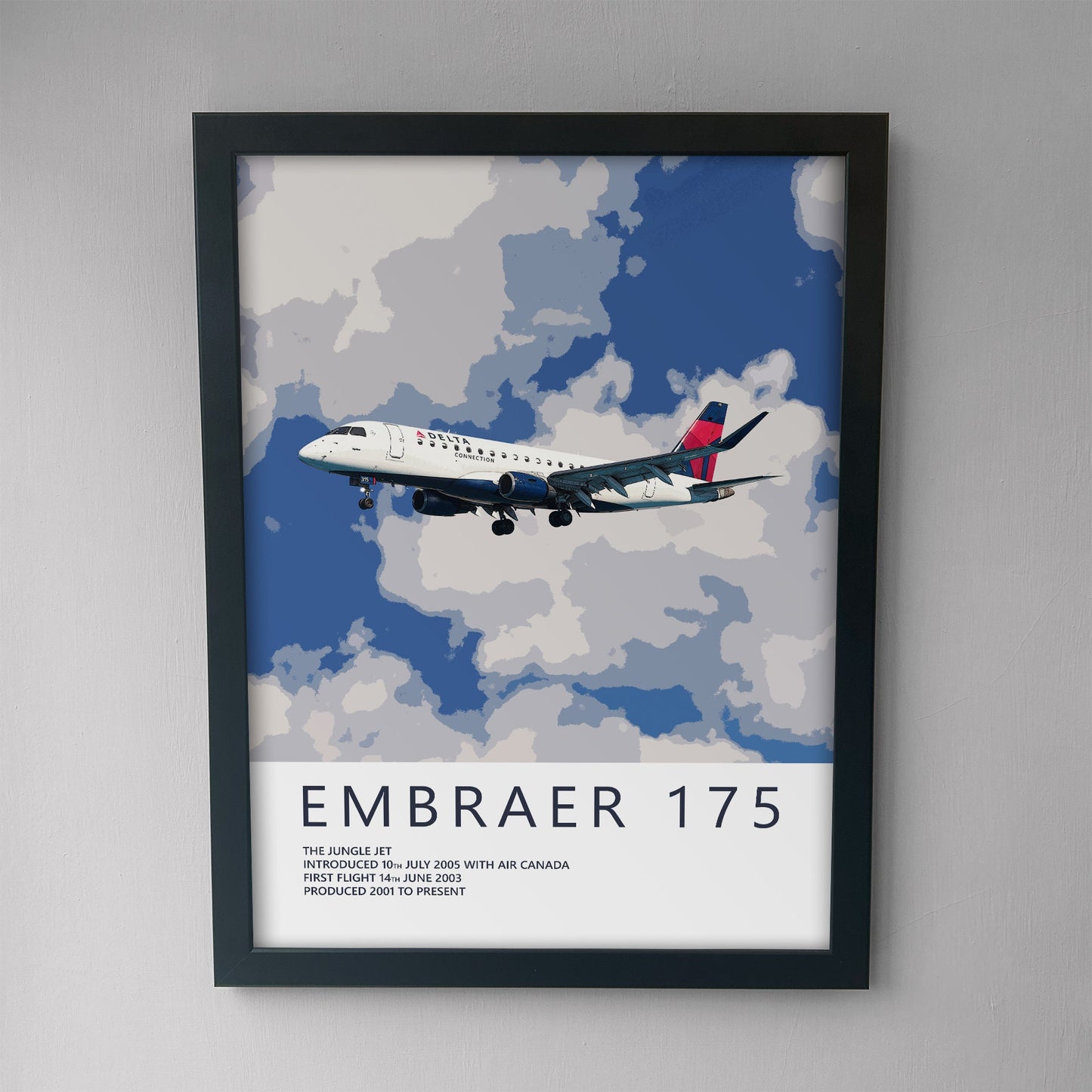 Delta Air Lines Embraer 175 Poster - Plane art for aviation enthusiasts & pilot retirement gifts, airline and airplane artwork prints