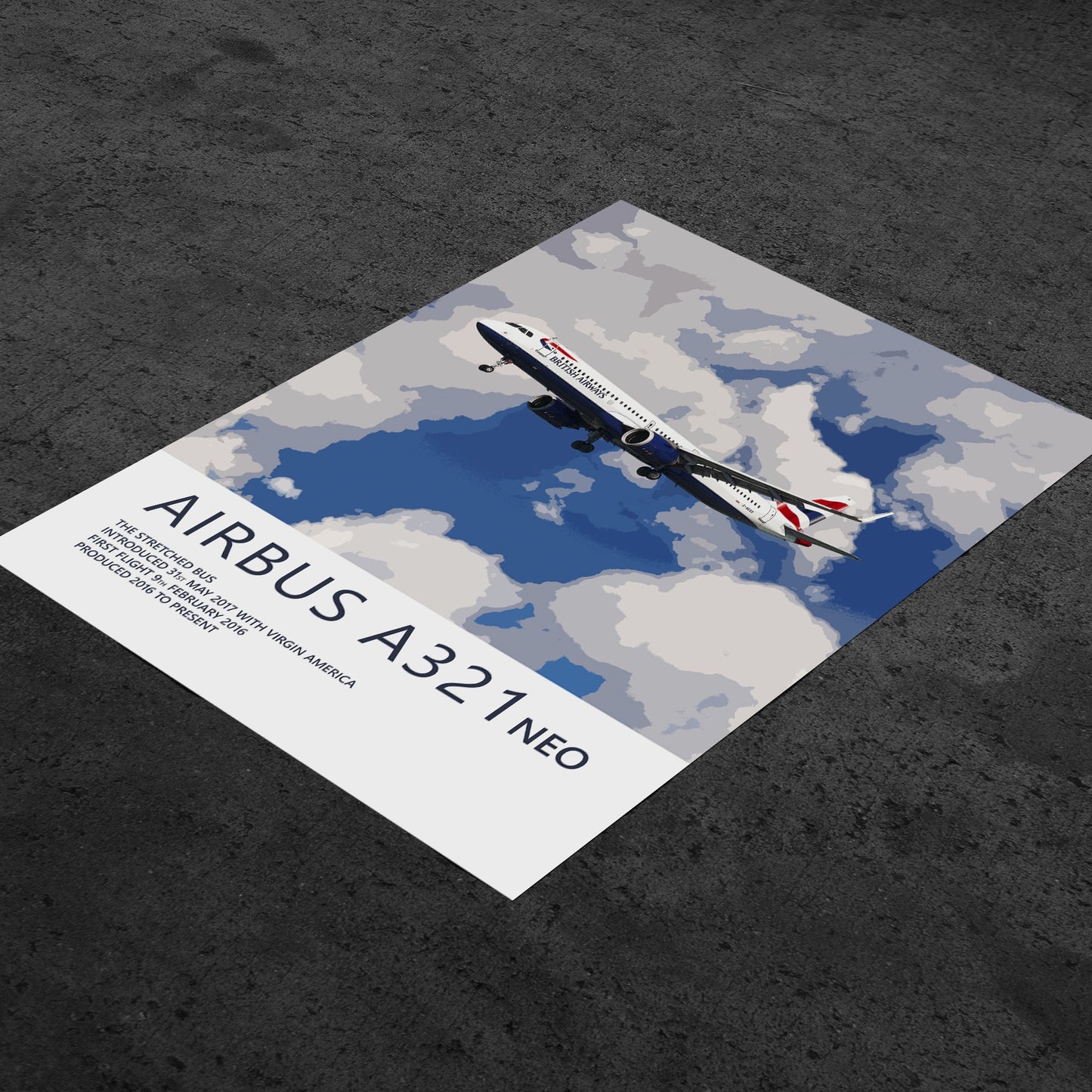 British Airways Airbus A321 NEO Poster - Plane art for aviation enthusiasts & pilot retirement gifts, airline and airplane artwork prints