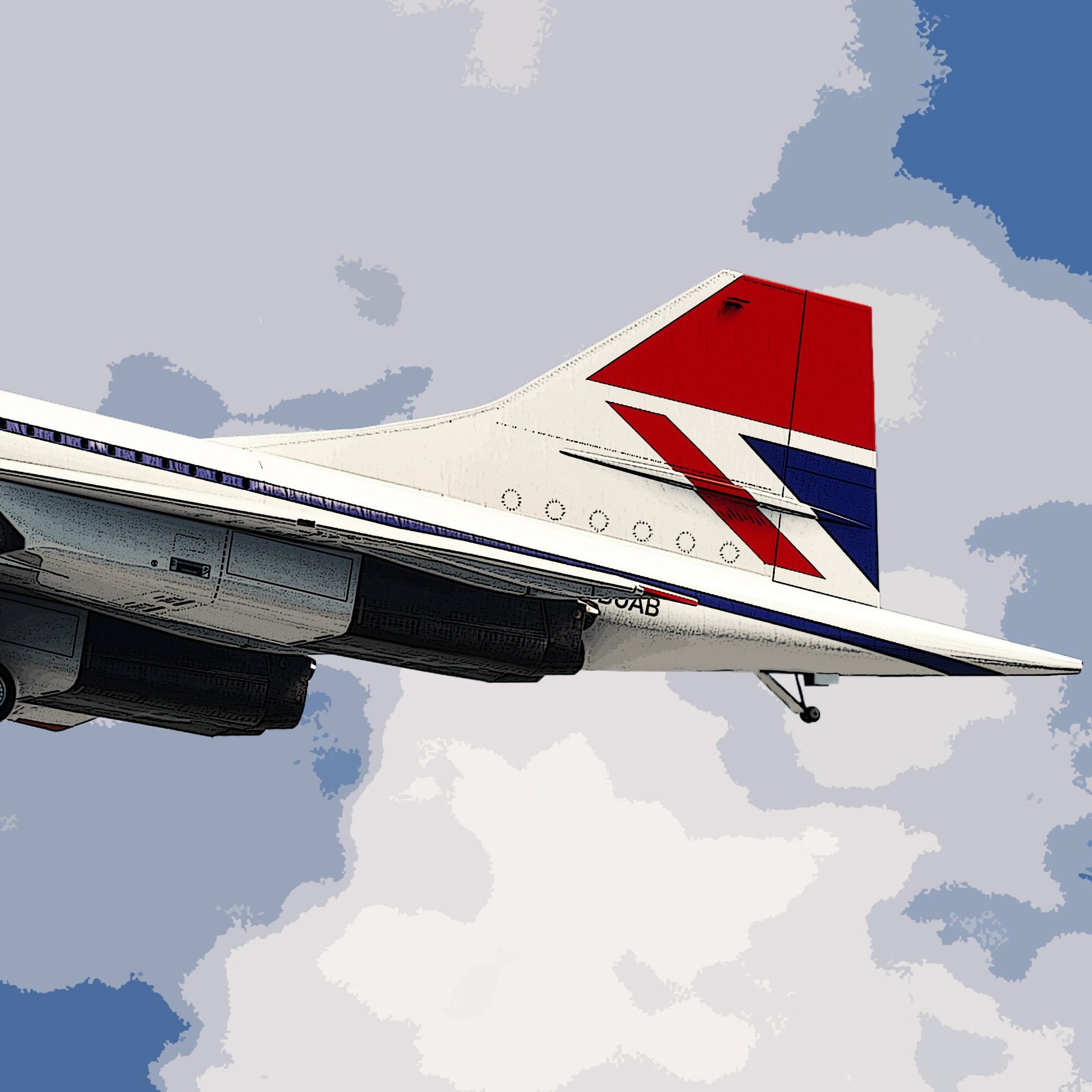 British Airways Concorde Poster - Negus - Plane art for aviation enthusiasts & pilot retirement gifts, airline and airplane artwork prints