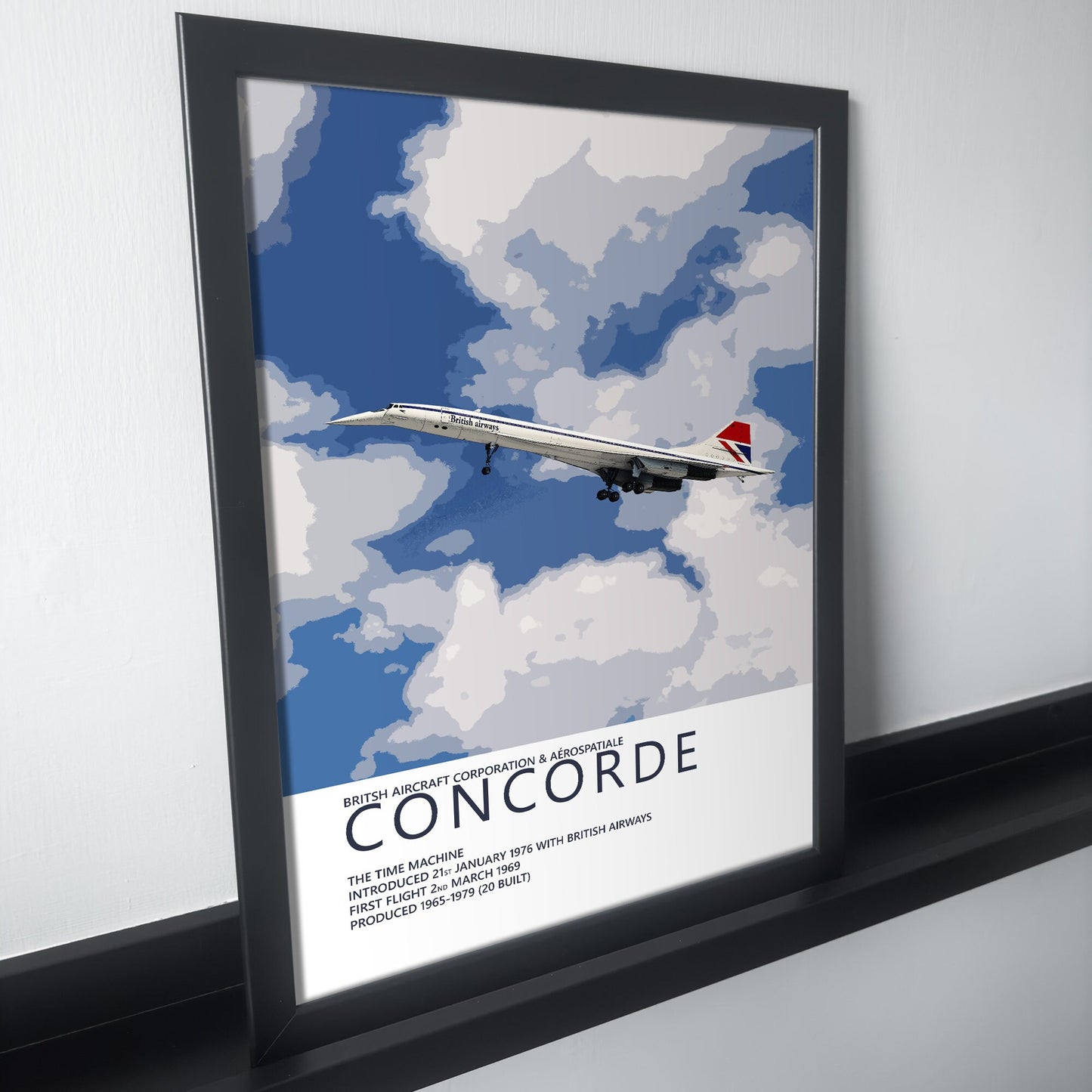 British Airways Concorde Poster - Negus - Plane art for aviation enthusiasts & pilot retirement gifts, airline and airplane artwork prints